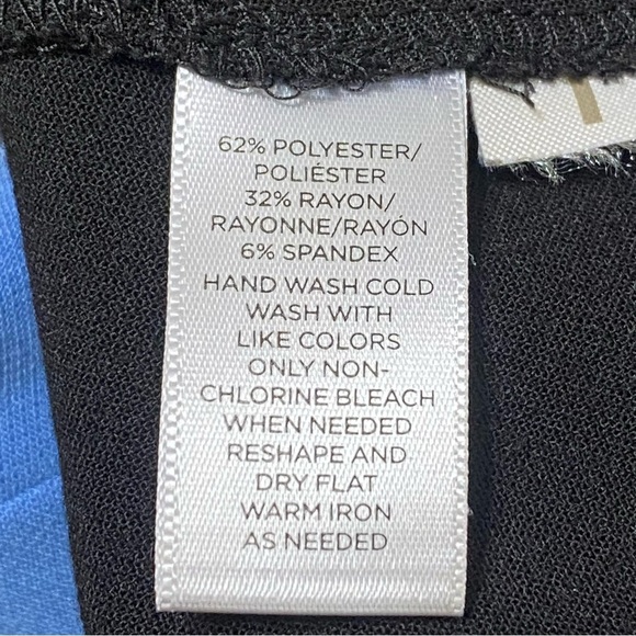 Ann Taylor LOFT Fit & Flare Dress Size 0 Black Blue Colorblock Retro Chic - Picture 5 of 6